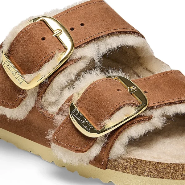 Arizona Big Buckle Shearling Oiled Leather Cognac - Image 8