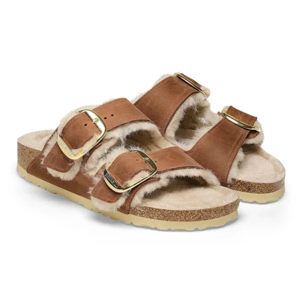 Arizona Big Buckle Shearling Oiled Leather Cognac - Image 6