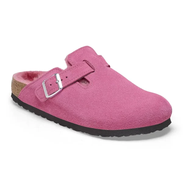 Boston Shearling Suede Leather Fuchsia Tulip