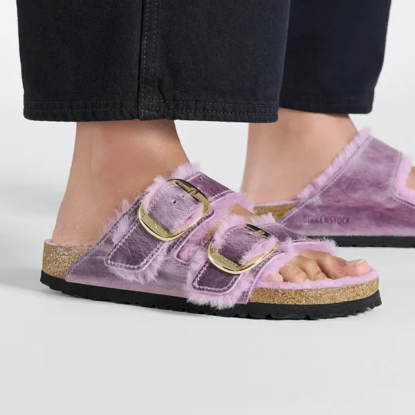 Arizona Big Buckle Shearling Oiled Leather Lavender - Image 4