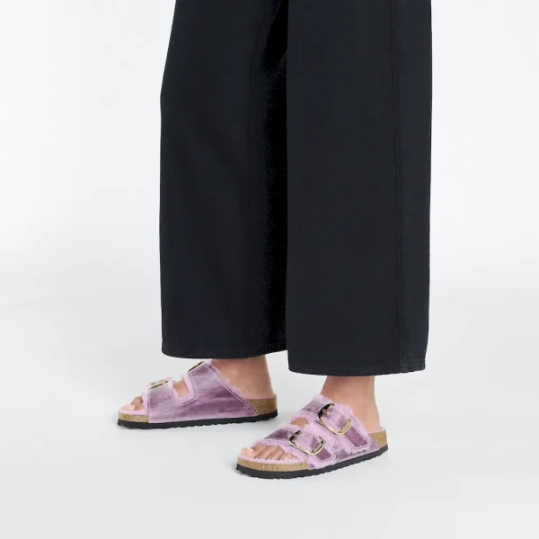 Arizona Big Buckle Shearling Oiled Leather Lavender - Image 3