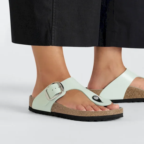 Gizeh Big Buckle Natural Leather Patent High Shine Surf Green - Image 3