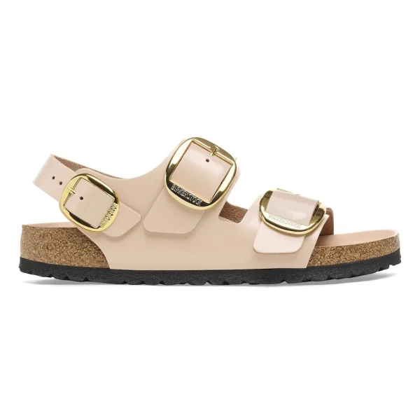 Milano Big Buckle Natural Leather Patent High Shine New Beige - Image 7