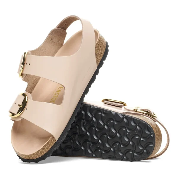 Milano Big Buckle Natural Leather Patent High Shine New Beige - Image 4