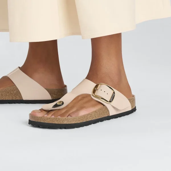 Gizeh Big Buckle Natural Leather Patent High Shine New Beige - Image 3