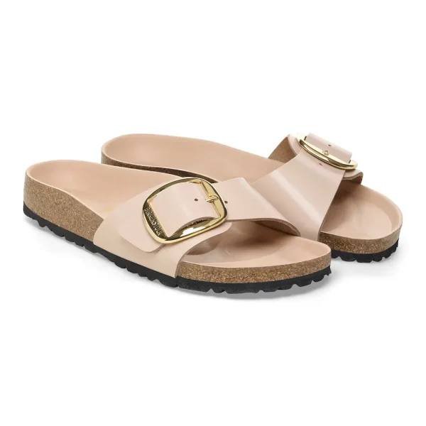 Madrid Big Buckle Natural Leather Patent High Shine New Beige - Image 6