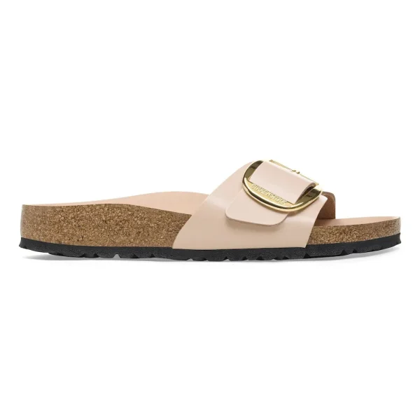 Madrid Big Buckle Natural Leather Patent High Shine New Beige - Image 7