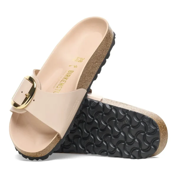 Madrid Big Buckle Natural Leather Patent High Shine New Beige - Image 4