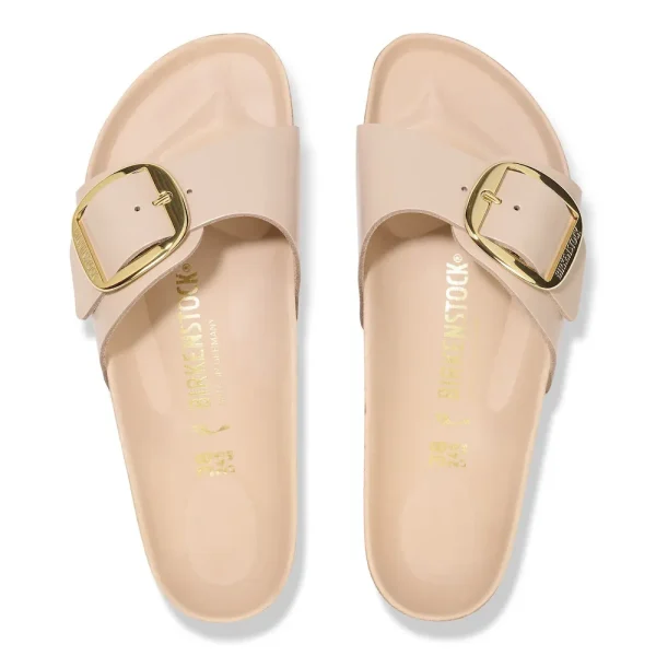 Madrid Big Buckle Natural Leather Patent High Shine New Beige - Image 5