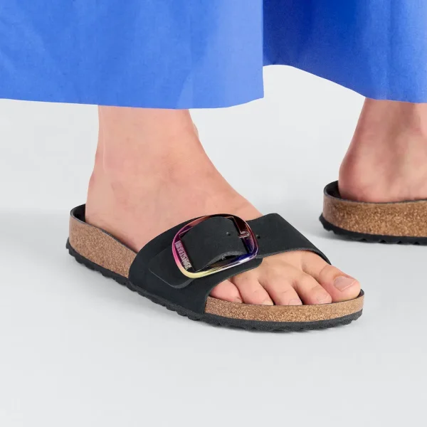 Madrid Big Buckle Nubuck Leather Black - Image 3