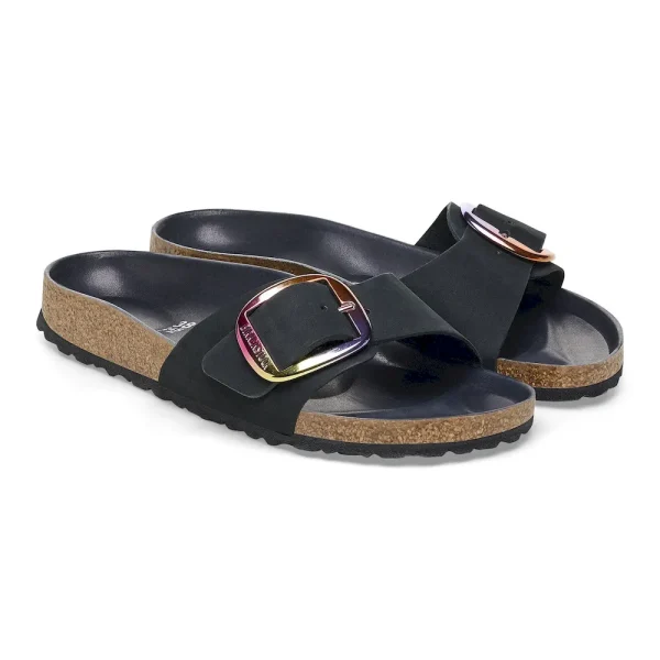 Madrid Big Buckle Nubuck Leather Black - Image 6