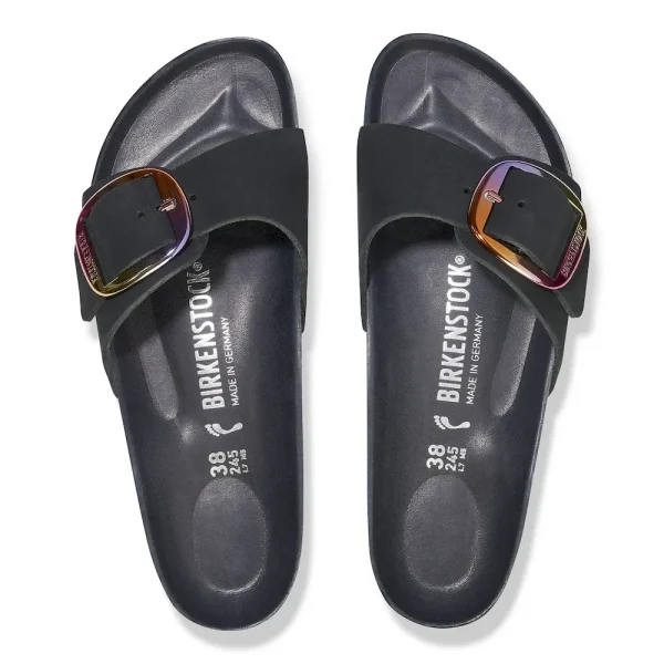 Madrid Big Buckle Nubuck Leather Black - Image 5
