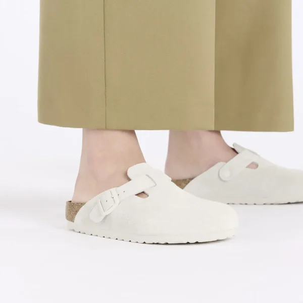 Boston Soft Footbed Suede Leather Antique White - Image 3