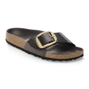 Madrid Hammered Big Buckle Natural Leather Patent High-Shine Espresso