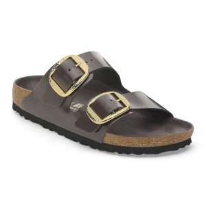 Arizona Hammered Big Buckle Natural Leather Patent High-Shine Espresso
