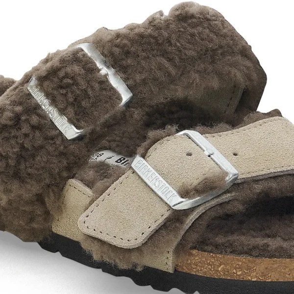 Arizona Teddy Split Suede Leather-Shearling Concrete Gray/ Stone Coin - Image 8