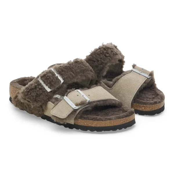 Arizona Teddy Split Suede Leather-Shearling Concrete Gray/ Stone Coin - Image 6
