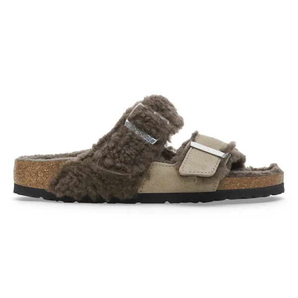 Arizona Teddy Split Suede Leather-Shearling Concrete Gray/ Stone Coin - Image 7