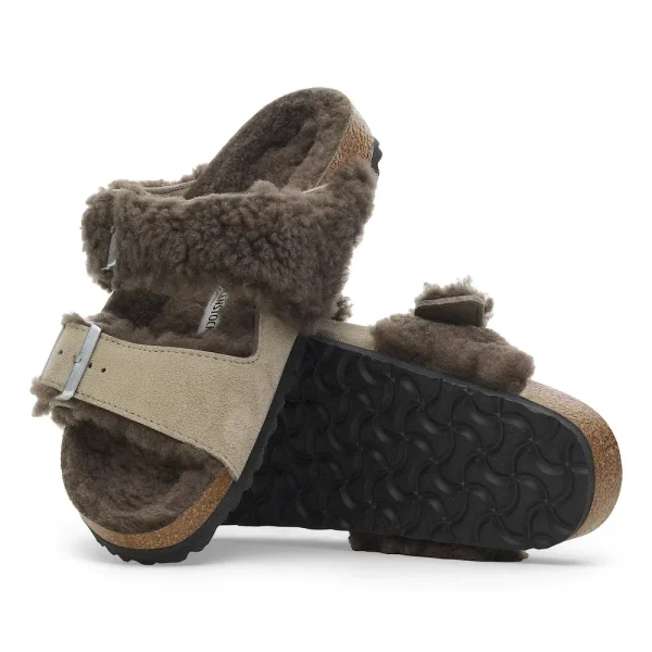 Arizona Teddy Split Suede Leather-Shearling Concrete Gray/ Stone Coin - Image 4