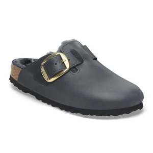 Boston Big Buckle Shearling Oiled Leather Midnight Blue
