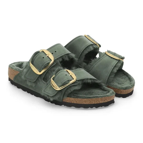 Arizona Big Buckle Shearling Oiled Leather Thyme - Image 6