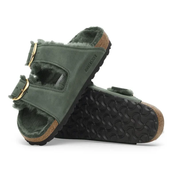 Arizona Big Buckle Shearling Oiled Leather Thyme - Image 4