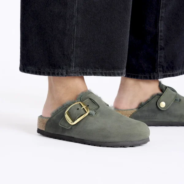Boston Big Buckle Shearling Oiled Leather Thyme - Image 3