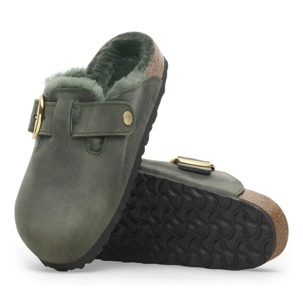 Boston Big Buckle Shearling Oiled Leather Thyme - Image 4