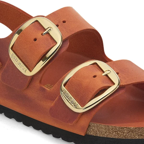 Milano Big Buckle Oiled Leather Burnt Orange - Image 8