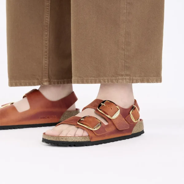 Milano Big Buckle Oiled Leather Burnt Orange - Image 3