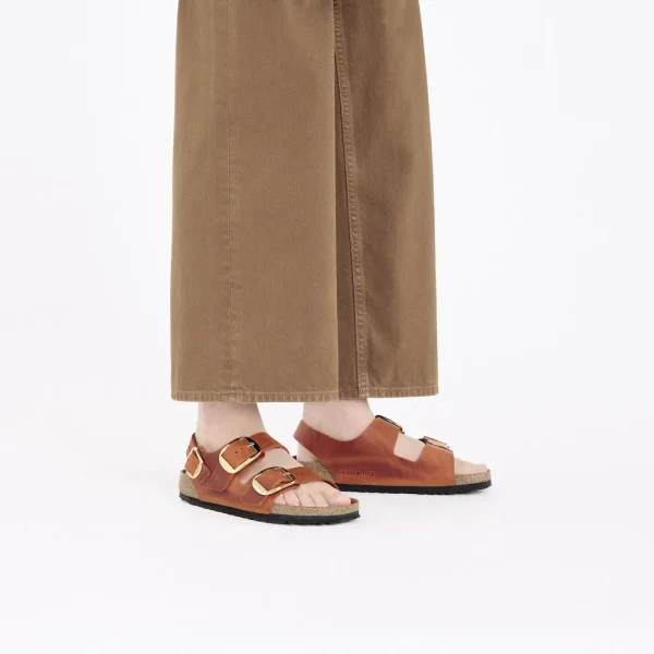 Milano Big Buckle Oiled Leather Burnt Orange - Image 2