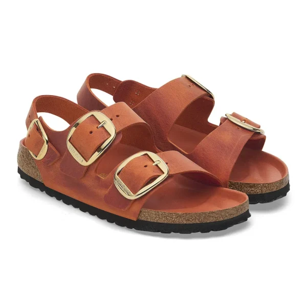 Milano Big Buckle Oiled Leather Burnt Orange - Image 6