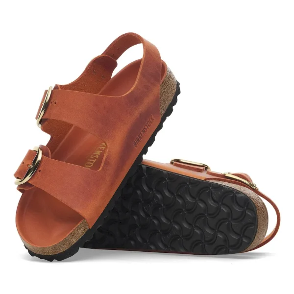 Milano Big Buckle Oiled Leather Burnt Orange - Image 4