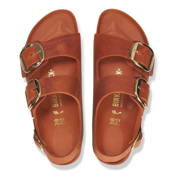 Milano Big Buckle Oiled Leather Burnt Orange - Image 5