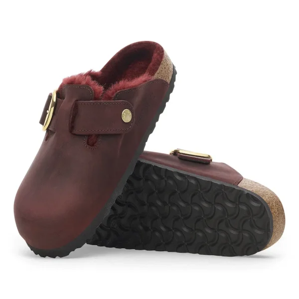 Boston Big Buckle Shearling Oiled Leather Zinfandel - Image 4