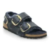 Milano Big Buckle Shearling Oiled Leather Midnight Blue