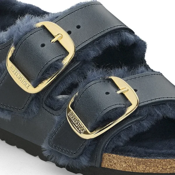 Milano Big Buckle Shearling Oiled Leather Midnight Blue - Image 8