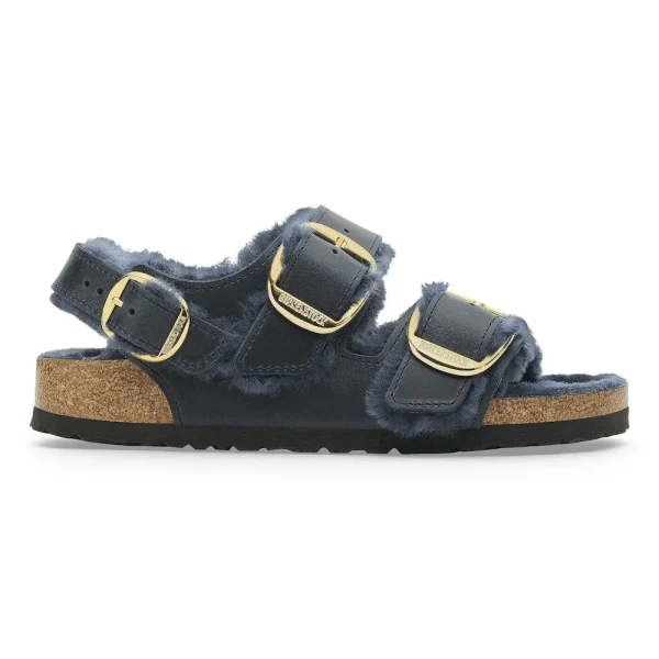 Milano Big Buckle Shearling Oiled Leather Midnight Blue - Image 7