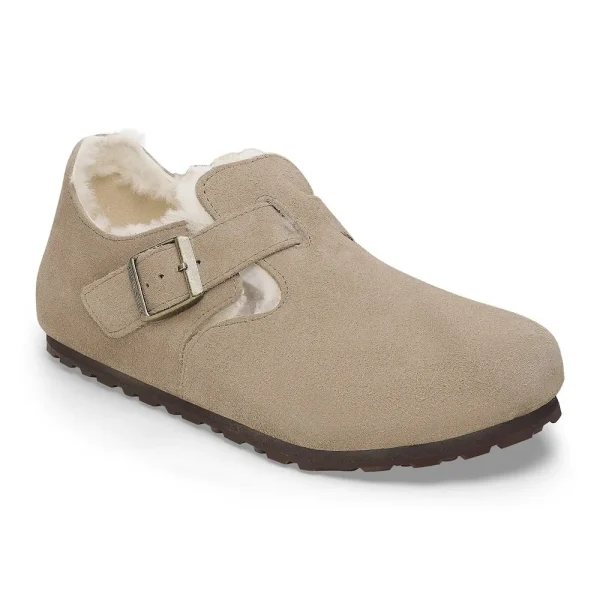 London Shearling Suede Leather Taupe