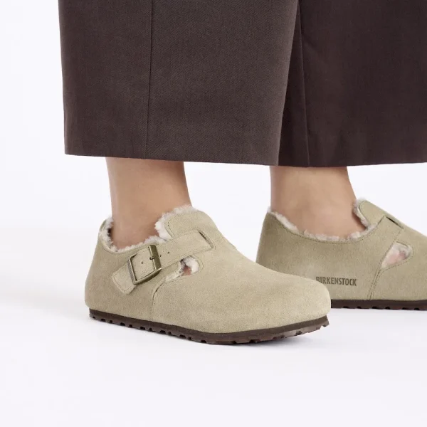 London Shearling Suede Leather Taupe - Image 3