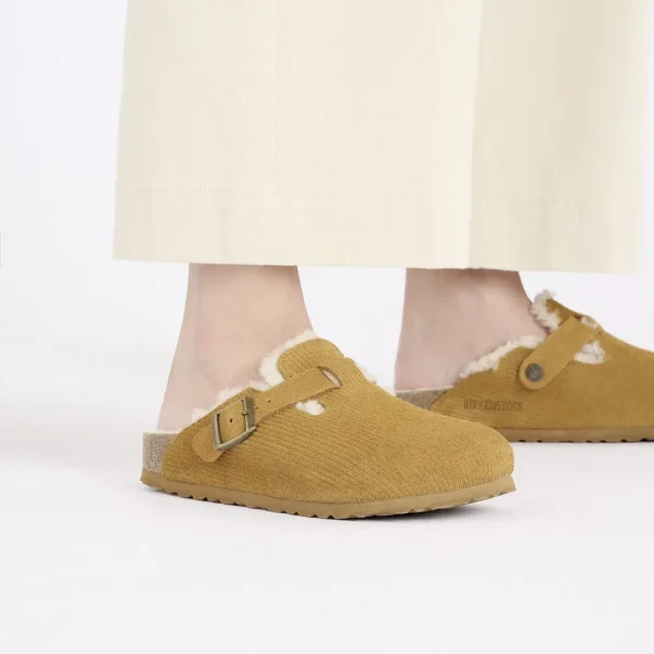 Boston Teddy Shearling Suede Leather-Shearling Corduroy Cork Brown - Image 3