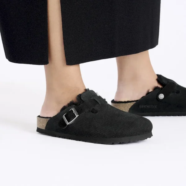 Boston Teddy Shearling Suede Leather-Shearling Corduroy Black - Image 3