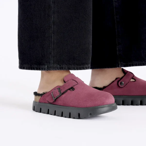 Boston Chunky Shearling Suede Leather-Shearling Berry Crush - Image 3
