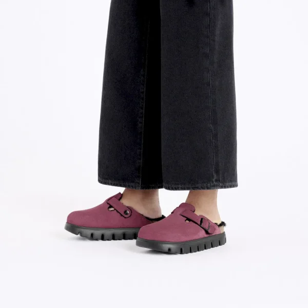 Boston Chunky Shearling Suede Leather-Shearling Berry Crush - Image 2