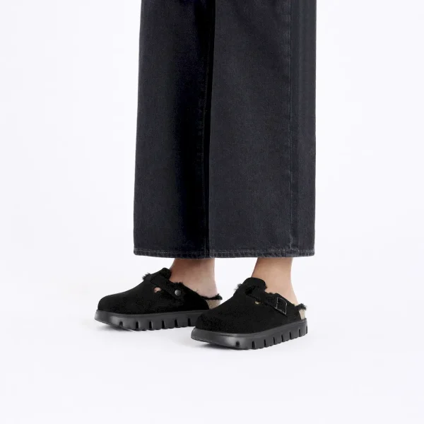 Boston Chunky Shearling Suede Leather-Shearling Black - Image 2