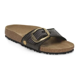 Madrid Big Buckle Raffia Textile Raffia Black