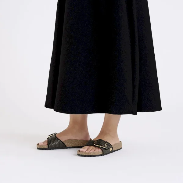 Madrid Big Buckle Raffia Textile Raffia Black - Image 2