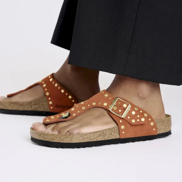 Gizeh Rivets Suede Leather Dark Rust - Image 3