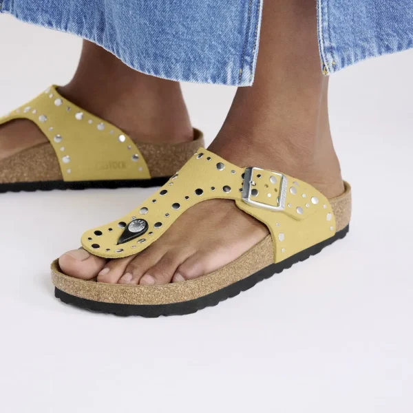 Gizeh Rivets Suede Leather Ochre - Image 3