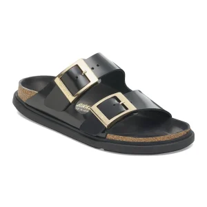 Arizona Droplet Buckle Natural Leather Patent High Shine Black